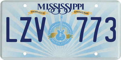MS license plate LZV773