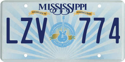 MS license plate LZV774