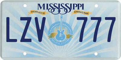 MS license plate LZV777