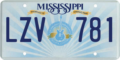 MS license plate LZV781