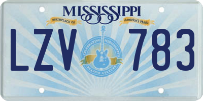 MS license plate LZV783