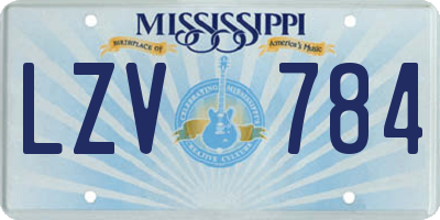 MS license plate LZV784