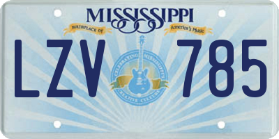 MS license plate LZV785