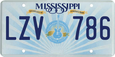 MS license plate LZV786