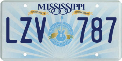 MS license plate LZV787