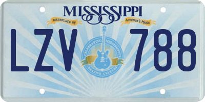 MS license plate LZV788