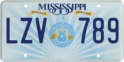MS license plate LZV789