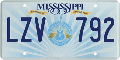 MS license plate LZV792