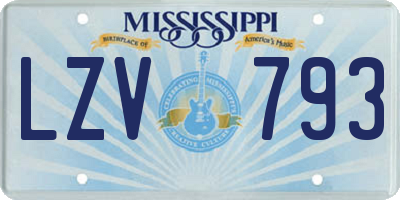 MS license plate LZV793