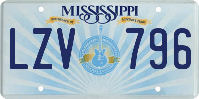 MS license plate LZV796