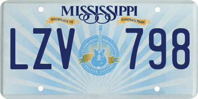 MS license plate LZV798