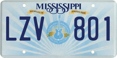 MS license plate LZV801