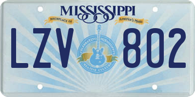 MS license plate LZV802