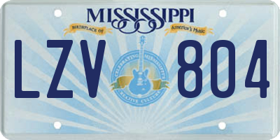 MS license plate LZV804