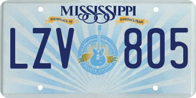 MS license plate LZV805