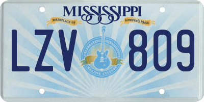 MS license plate LZV809