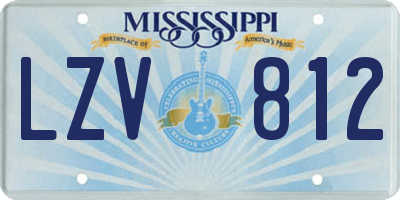 MS license plate LZV812