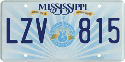 MS license plate LZV815