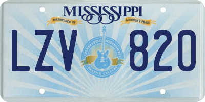 MS license plate LZV820