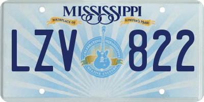 MS license plate LZV822