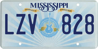 MS license plate LZV828