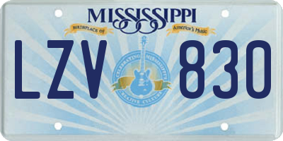 MS license plate LZV830