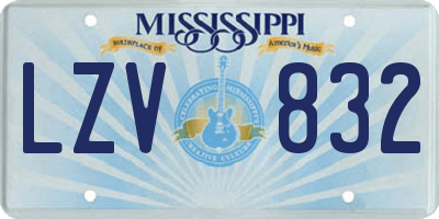 MS license plate LZV832