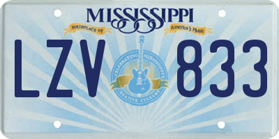 MS license plate LZV833