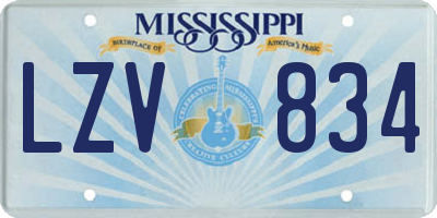 MS license plate LZV834