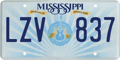MS license plate LZV837