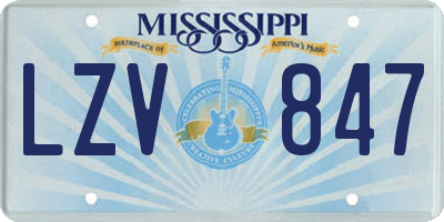 MS license plate LZV847