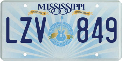 MS license plate LZV849