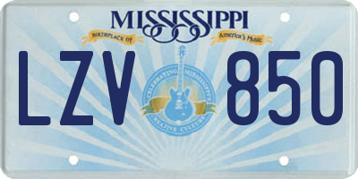 MS license plate LZV850
