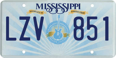 MS license plate LZV851