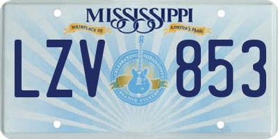 MS license plate LZV853