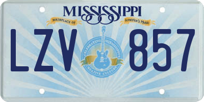 MS license plate LZV857