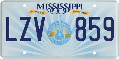 MS license plate LZV859