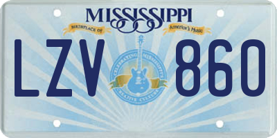 MS license plate LZV860