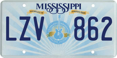 MS license plate LZV862