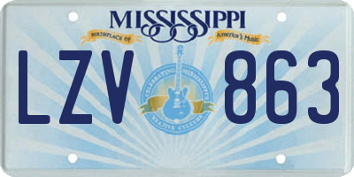 MS license plate LZV863