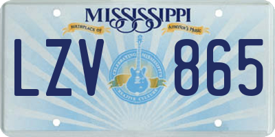 MS license plate LZV865