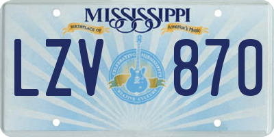 MS license plate LZV870