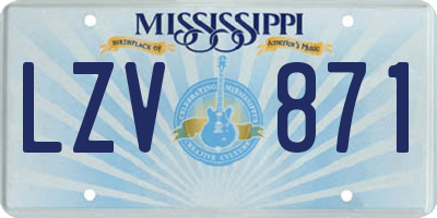 MS license plate LZV871