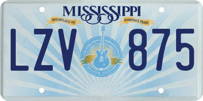 MS license plate LZV875