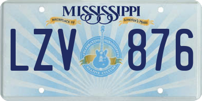 MS license plate LZV876