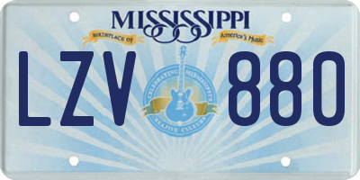MS license plate LZV880