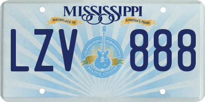 MS license plate LZV888