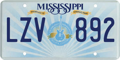 MS license plate LZV892