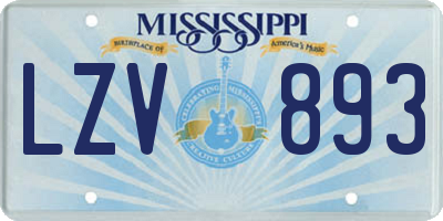 MS license plate LZV893