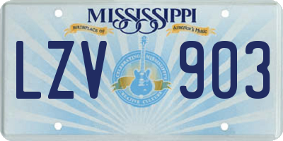 MS license plate LZV903
